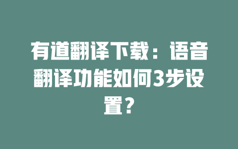 有道翻译下载：语音翻译功能如何3步设置？ 一