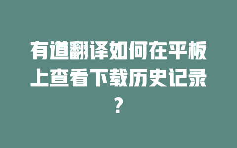 有道翻译如何在平板上查看下载历史记录? 一