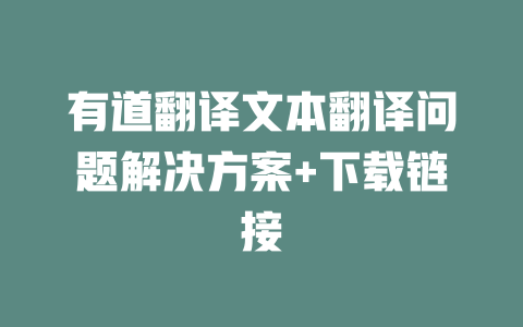 有道翻译文本翻译问题解决方案+下载链接 一