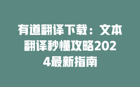 有道翻译下载：文本翻译秒懂攻略2024最新指南 一