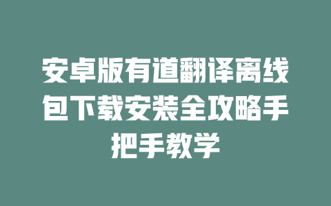 安卓版有道翻译离线包下载安装全攻略手把手教学 一