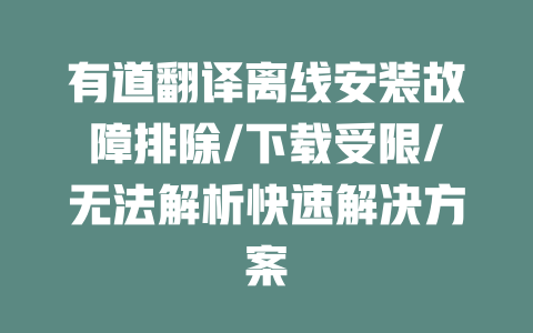 有道翻译离线安装故障排除/下载受限/无法解析快速解决方案 一