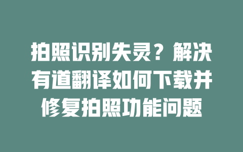 拍照识别失灵？解决有道翻译如何下载并修复拍照功能问题 一
