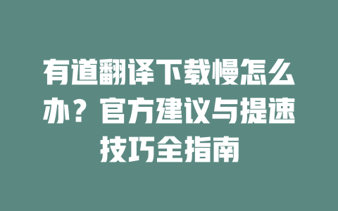 有道翻译下载慢怎么办？官方建议与提速技巧全指南 一