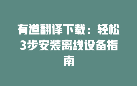 有道翻译下载：轻松3步安装离线设备指南 一