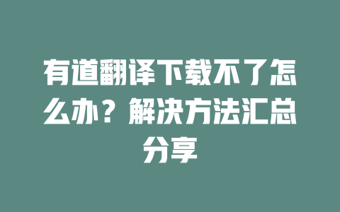 有道翻译下载不了怎么办？解决方法汇总分享 一