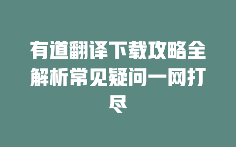 有道翻译下载攻略全解析常见疑问一网打尽 一