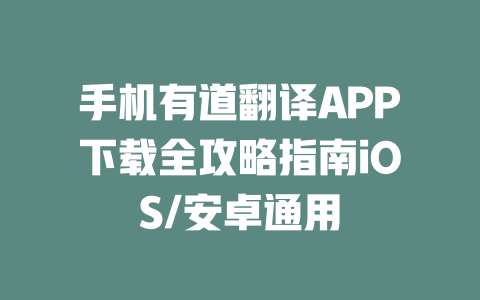 手机有道翻译APP下载全攻略指南iOS/安卓通用 一